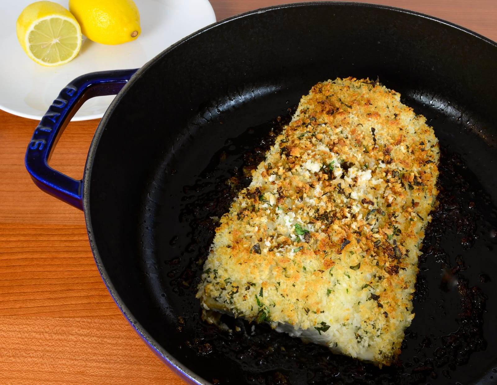 Dijon and Herb Panko-Crusted Halibut