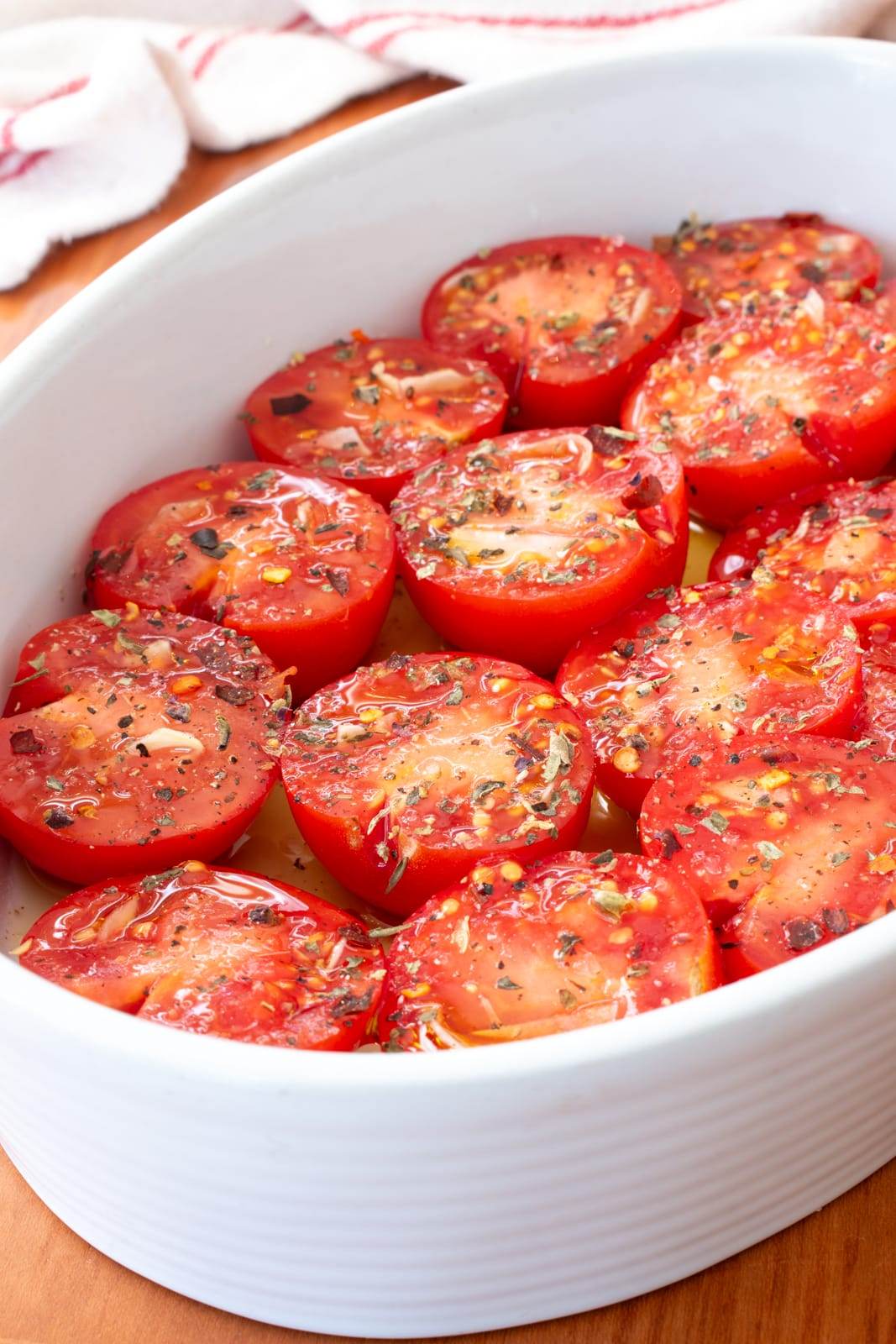 Garlic Roasted Tomatoes with Feta and Basil