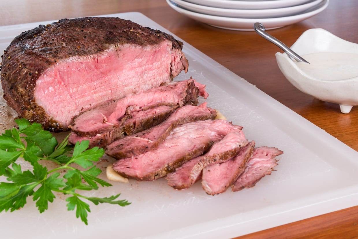 Slow-Roasted Beef with Creamy Horseradish Sauce