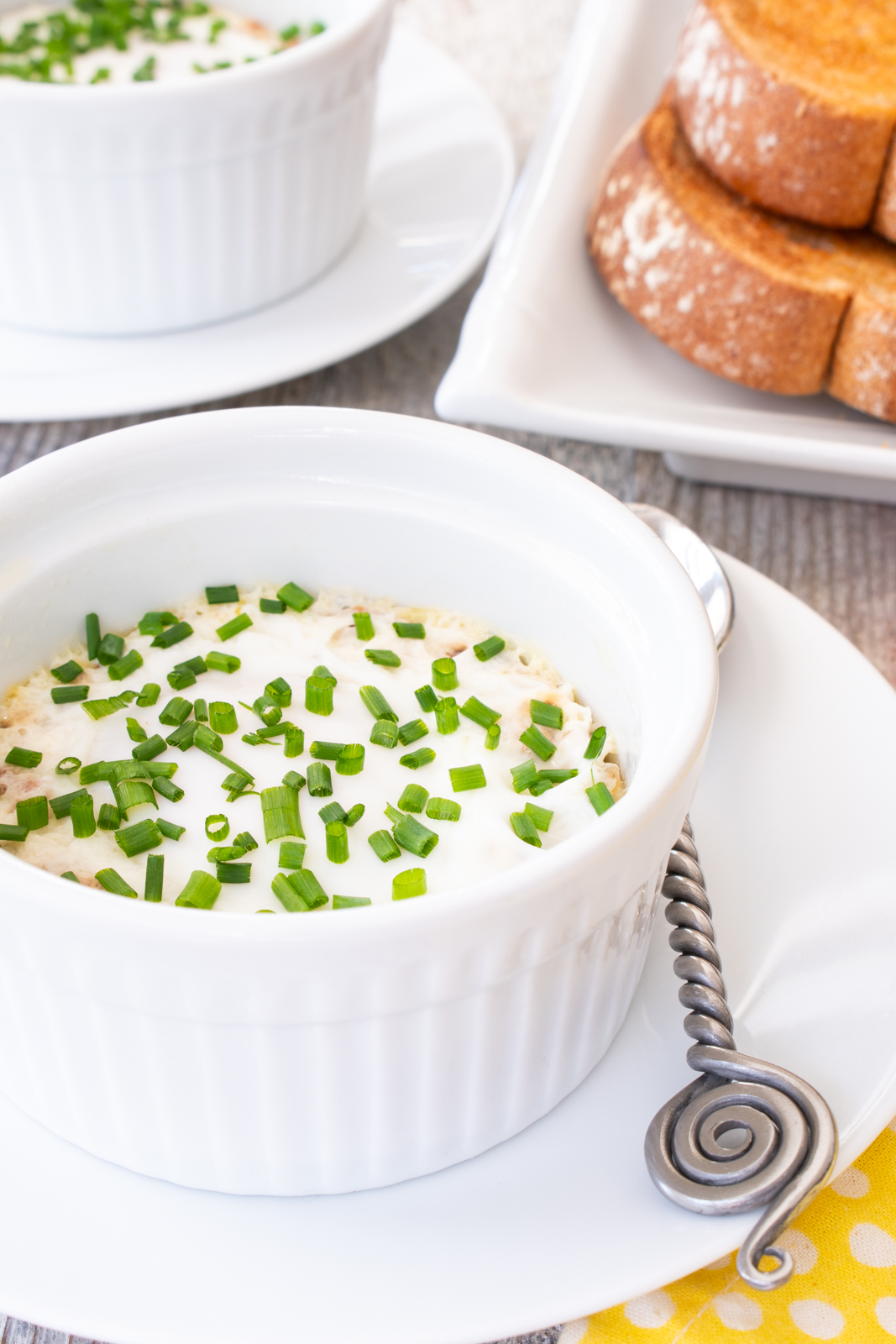 Coddled Eggs with Bacon, Parmesan, and Chives