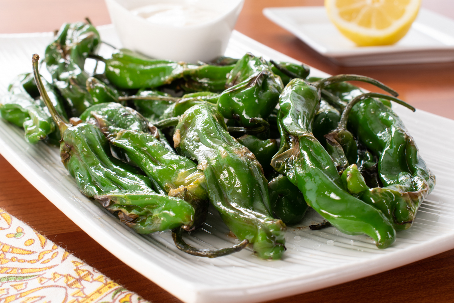 Blistered Shishito Peppers with Lemon and Garlic